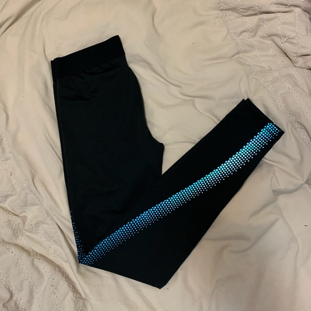 GAP Fit Black Leggings with Blue Detail | S